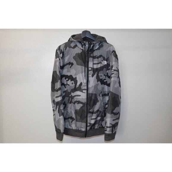 North Face Reversible Camo Softshell Jacket Men's L Gray Black - Main Image